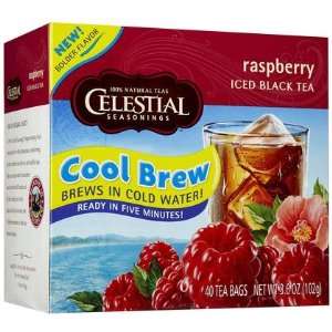 Celestial Seasonings Raspberry Cool Brew Iced Black Tea Bags, 40 ct, 6 