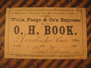 1890s CALIFORNIA WELLS FARGO ON HAND BOOK LEDGER  