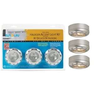  Silver Finish Halogen 20 Watt 3 Pack Puck Light Kit