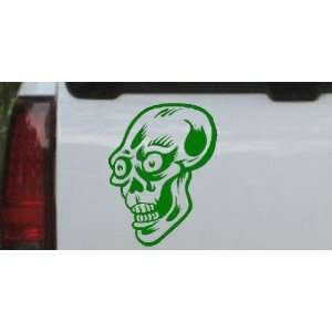 Big Eyed Skull Car Window Wall Laptop Decal Sticker    Dark Green 14in 