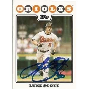  Luke Scott Signed Baltimore Orioles 2008 Topps Card 