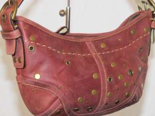 Pre Owned LEATHER Studded COACH Handbag HOBO Purse MEDIUM Rust Brown 