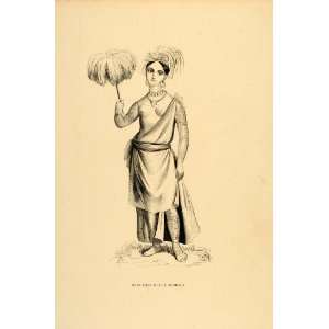  1843 Engraving Costume Body Art Woman Nuku Hiva Island 