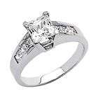 14K White Gold Princess Solitaire CZ Cubic Zirconia Engagement Ring 