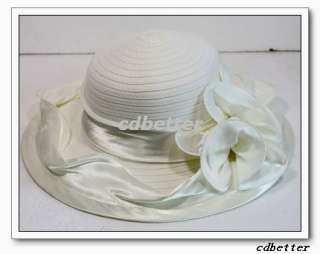 Elegant Garden CHURCH WEDDING Flower Wide Brim Hat Cap  