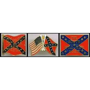   Motorcycle Pin Hat Vest Lapel   Rebel Flag Confederate Set Everything