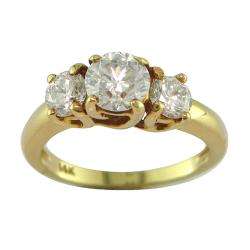 14k Gold 1 5/8ct TDW Certified Clarity enhanced Diamond 3 stone Ring 