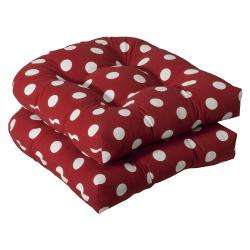   Outdoor Red/ White Polka Dot Seat Cushions (Set of 2)  