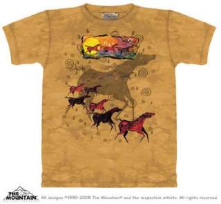 Wild Red Horses Adult T Shirt Native American Design by The Mountain 