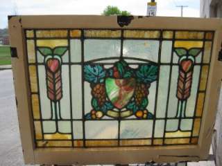 ANTIQUE AMERICAN STAINED GLASS WINDOW VERY NICE  