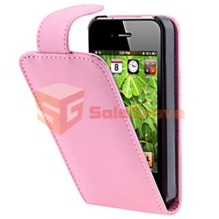   Leather Skin Case+Car Holder+Charger For iPhone 4 4G Gen 4S  