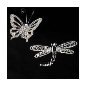  New   24 Ice Palace Silver Glitter Dragonfly/Butterfly 