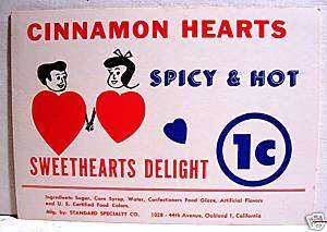 Cinnamon Hearts 1 Cent Gumball Vending Machine Card Old  