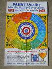 1975 pabst blue ribbon beer dartboard calendar poster sign pbr