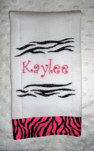 New Handmade Personalized Embroidered Pink Baby Girl Burp Cloth Gift