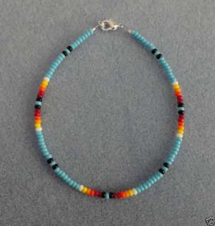 Bl Turquoise Bead Anklet,Ankle Bracelet Native American  
