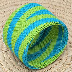 Telephone Wire Lime and Blue Bangle Bracelet (South Africa 