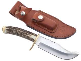 Colt .45 Bowie Knife Stag Hunting/Skinning w/ Custom Leather Sheath 