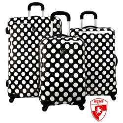 Heys USA Exotic Polka Dot 3 piece Hardside Spinner Luggage Set 