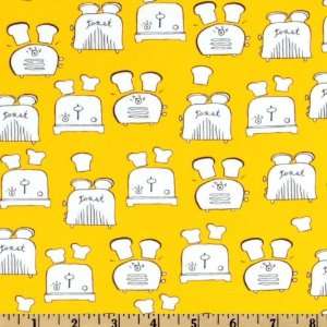  44 Wide Metro Cafe Toasters Yellow/ White Fabric By The 