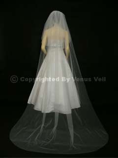 2T White Cathedral 30X108 Cut Edge Bridal Wedding Veil  