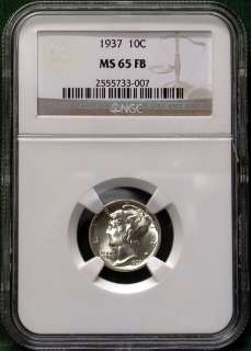 1937 10 Cents Mercury Dime NGC MS65 FB  