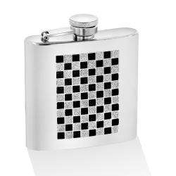 Black Checkered Glitter 6 oz Mirror Flask  