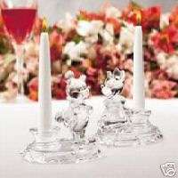 Lenox Crystal Mickey and Minnie Candlesticks  