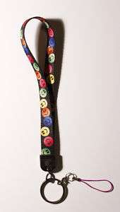 WRIST LANYARD, GREAT FOR CELL PHONES & KEYS SMILEY FACE  