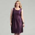 Eliza J Womens Plus Size Eggplant Pleated Dress 