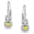 Miadora 14k White Gold 1/3ct TDW Yellow and White Diamond Earrings (I1 