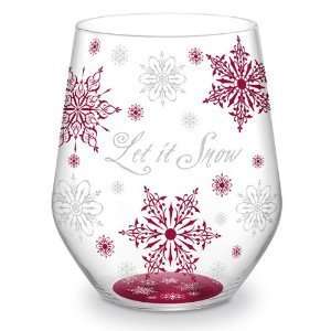  Let it Snow Hand Painted Stemless Wine Glass   16 Oz 