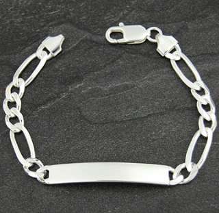 Sterling Silver Figaro 7mm ID Link Bracelet Mens Chain  