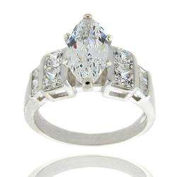Sterling Silver Marquise cut Cubic Zirconia Ring  