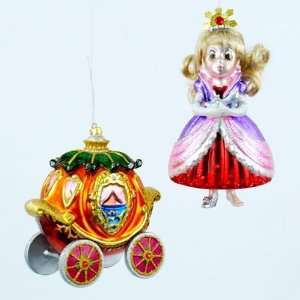   Coach & Golden Haired Fairy Tale Princess Christmas Ornament Set of 2