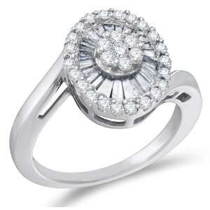 Size 9.5   14K White Gold Diamond Halo Engagement OR Fashion Right 