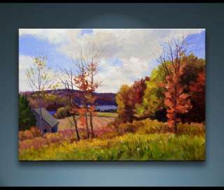 Fall Scene from Hill Maine Landscape Painting Bechler  