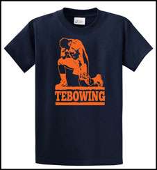 TEBOWING   Denver Football   Tim Tebow   Broncos fan   Orange T Shirt 