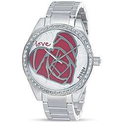 Fossil Womens ES2302 Rose Heart Crystal Dial Watch  