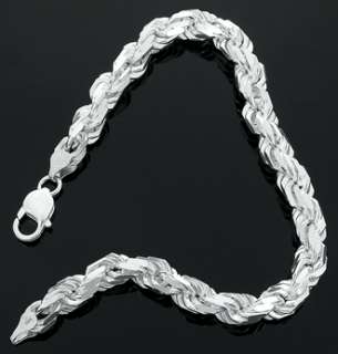 925 Sterling Silver 7 mm French Rope Mens Bracelet  