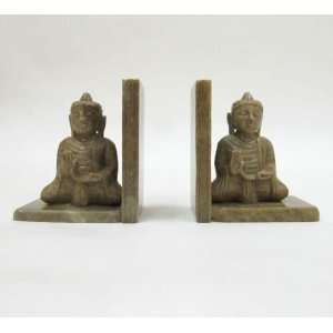  HANDTOOLED HANDCRAFTED SOAPSTONE BUDDAH BOOKENDS