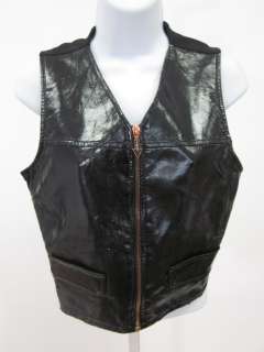 JEAN PAUL GAULTIER Black Faux Leather Zip Front Vest S  