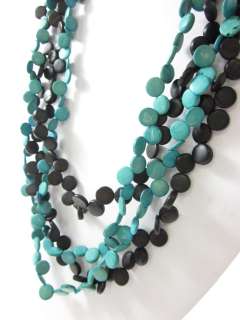 LOT 2 DESIGNER Black Turquoise Beaded Strand Necklaces  
