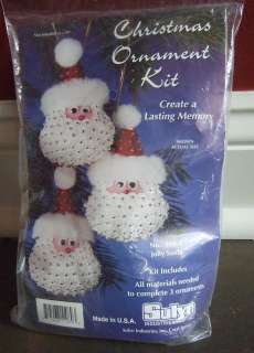 Sulyn Christmas Beaded Sequin Jolly Santa Ornament Kit~Makes 3  