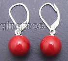 SALE AAA 10MM Red Natural coral silve S925 leverback earring ear288 