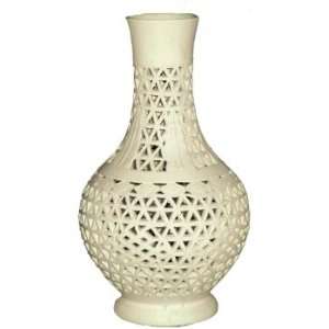   White porcelain cutwork onion shaped vase
