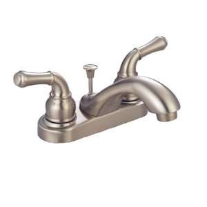 Low Lead Compliant Double Handle Bathroom Faucet with Decorative Metal 