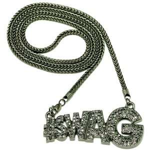SWAG Iced Out Pendant Piece With 36 Inch Gun Metal Color Franco Style 