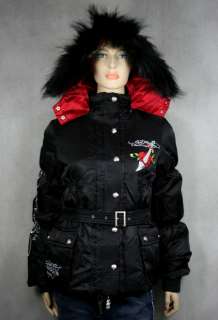 Ed HARDY Womens TIGER HEART Puff Jacket Black coat  