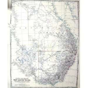  Johnston Antique Map C1860 Australia Victoria Queensland 